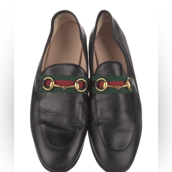 Gucci Black and Green Loafers with Iconic Horsebit Detail - Picture 1 of 5